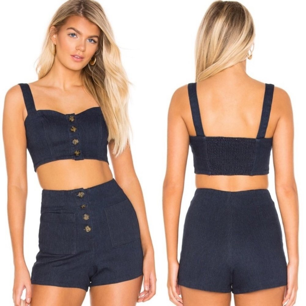 NWT Revolve Privacy Please‎ Wilder Crop Top Dark Indigo Size XL New Boho Cropped